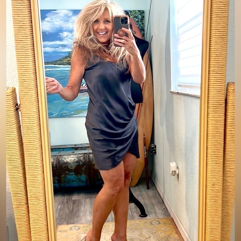 Helmut Lang,Benny Dress,Stunning Shimmer,Asymmetrical,Side-Zip, EUC, Size 6 - Picture 1 of 17